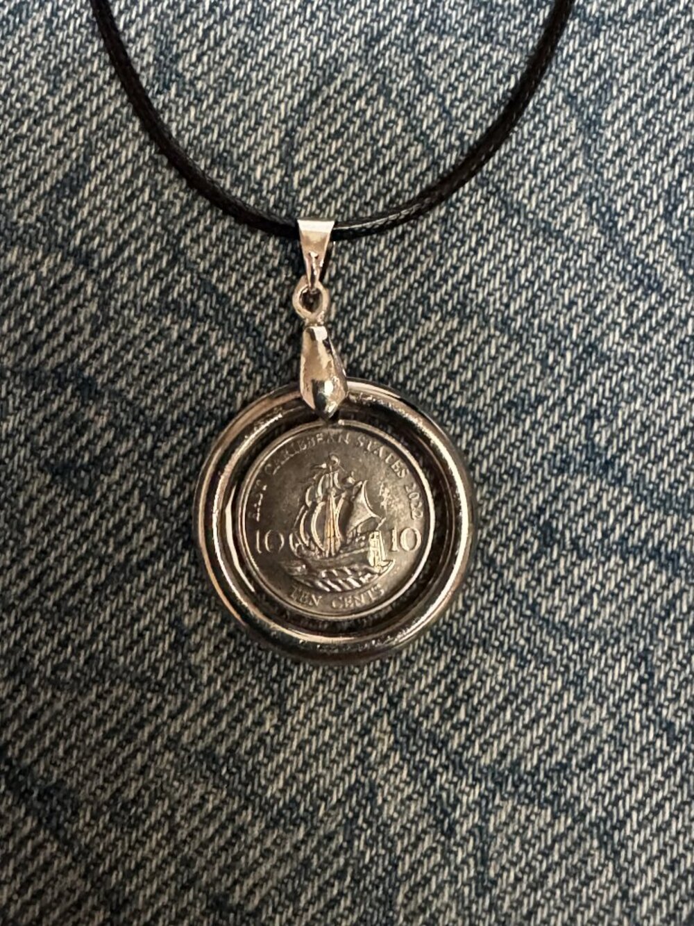 2022 East Caribbean States 10 Cents Coin Pendant - Handcrafted Resin Necklace